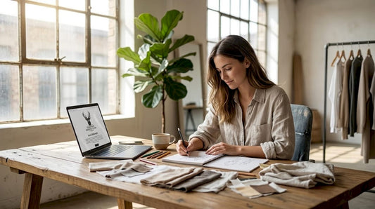Designer sketching mindful apparel ideas in studio